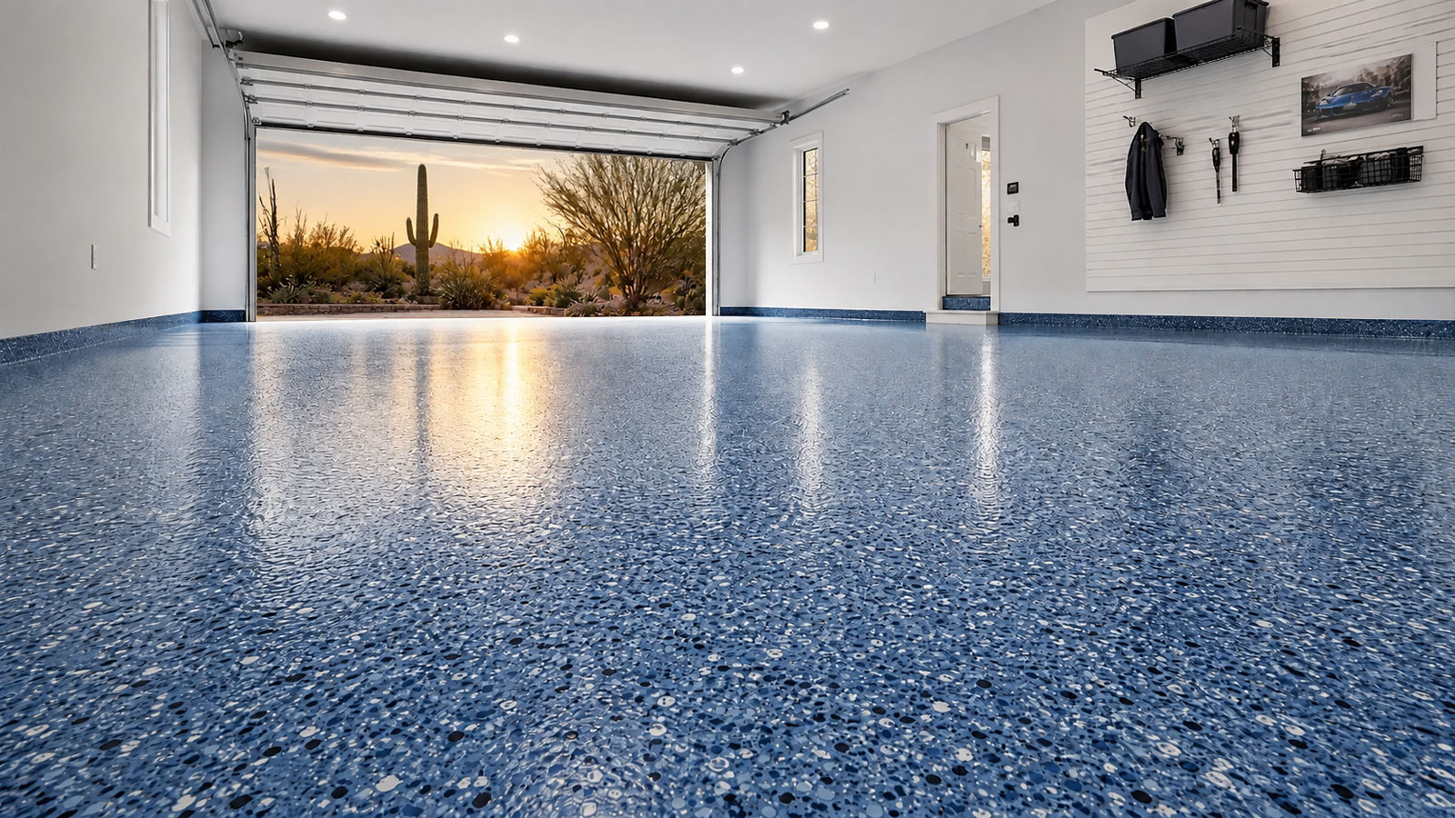 Flake garage floor coating